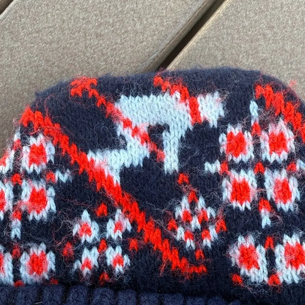 Vintage Ski Navy Red Knit Beanie - Picture 2 of 3